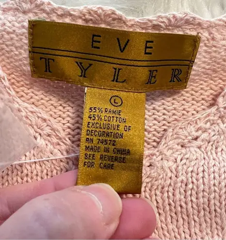 Vintage Eve Tyler Pink Pearl Beaded Sweater Cardigan Button Up Size Large