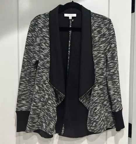 Ellen Tracy open front cardigan black and white woven cotton blend size M