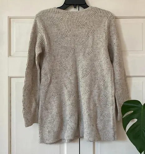 J. Jill Cable Knit Confetti Cream Tunic Sweater Ivory Size Small Braided Coastal