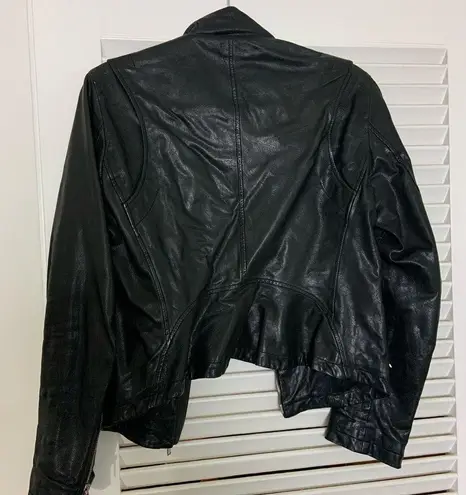 Nicole Farhi MD Leather zip up motor sport jacket Size M