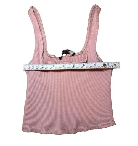 Lulu’s Pink Ribbed Crop Tank Top Sz S