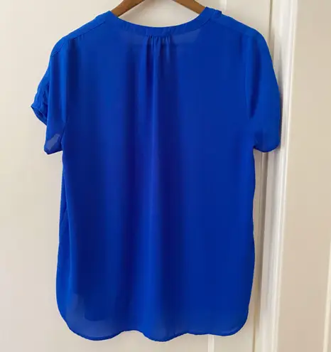 Pleione Dark Blue V Neck Blouse