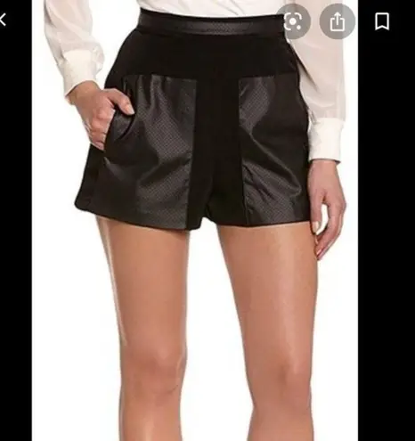 BCBG BCBGeneration Faux Leather Panel Patch Pocket High Waisted Shorts Black Size 8