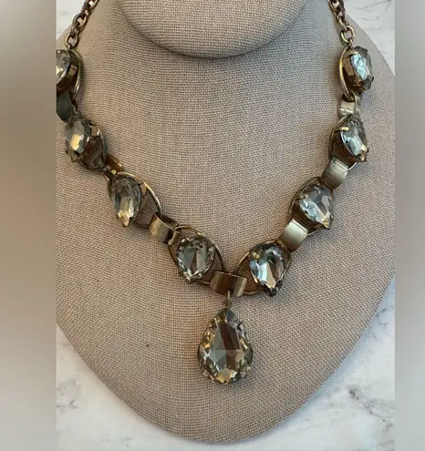 NEW KIRKS FOLLY Brass Gold Tone Champagne Crystal Statement Necklace Vintage