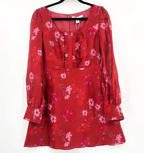 TALULAH La Maison Revolve Dahlia Mini Dress Floral Red Long Sleeve Ruffles NEW