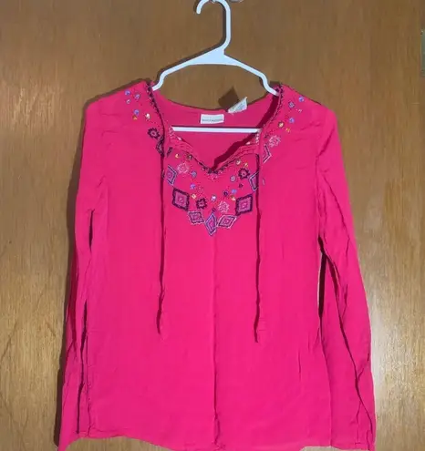 White Stag Pink Embellished 3/4 Sleeve Blouse