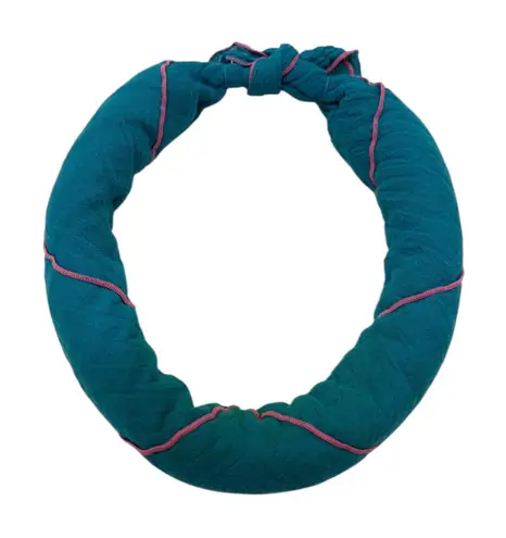 Vintage 80s Teal & Pink Sweatband Headband Blue