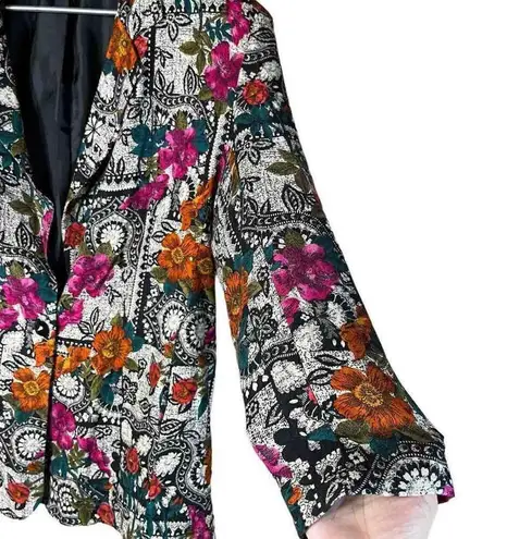 Vintage Floral Print Lightweight Blazer Size Large Pink