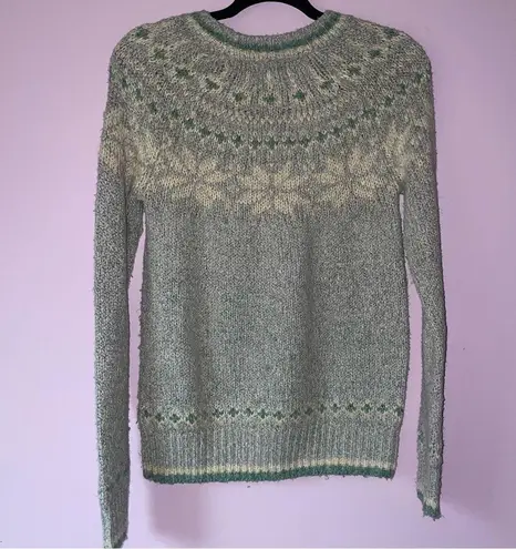Flat Face Size 2 Fair Isle Knit Sweater Gray Long Sleeve Top