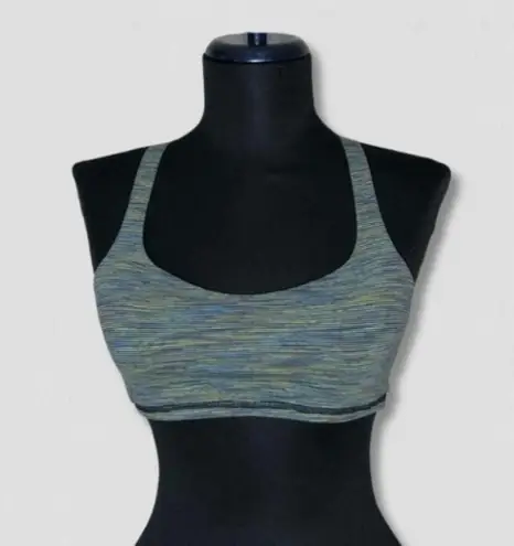 Lululemon Free to Be Bra Wild Sports Padded Strappy Back Stretch Blue/Yellow XS Blue