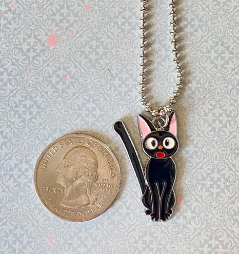 Handmade kawaii cute y2k 90’s black cat ballchain necklace ❤️