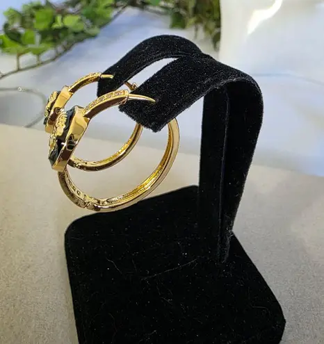 Boutique Gold Filled Huggie Hoop Earrings Medusa Design with Pave Crystals