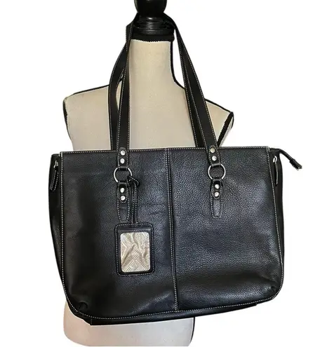 Buxion Genuine Black Pebbled Leather Laptop/Tablet Satchel Bag.