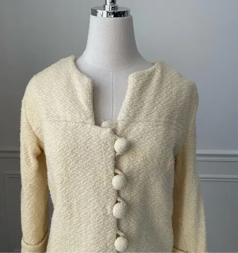 Handmade Vintage 60s Jackie O Kennedy Skirt Suit Jacket Cream XS S