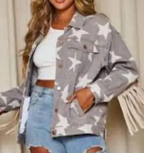 Peach Love California *NEW* Peach Love Tassel Denim Jacket