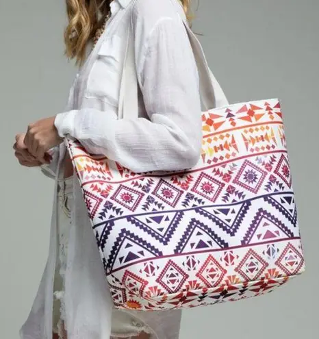 Vibrant ETHNIC PRINT TOTE WITH SHOULDER STRAPS