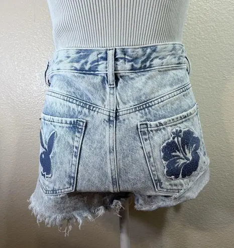 PacSun Playboy by  Lanai Denim Patch Cutoff Festival Shorts Blue Size 27