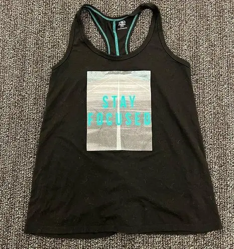 Athletic Works Stay Focused Athletic 8-10 M black green graphic razor back tank top