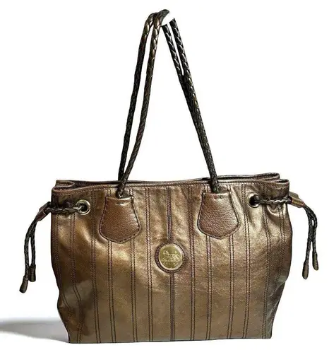 CELINE Authenticated Bronze Metallic Brown Leather Tote Shoulder Bag Carriage