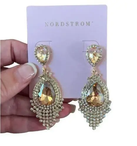 Bloomingdales Bloomingdale’s Crystal Long Full Rhinestone Teardrop Dangle Chandelier Earrings