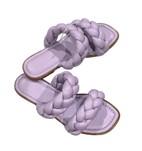 Schutz LAVENDER PURPLE SANDAL SLIDES Women's Braided Lilac 8.5