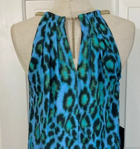 Guess by Marciano Marciano Guess leopard halter top, Womens NEW blue black green keyhole top