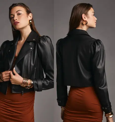 Maeve Black Faux Leather Femme Moto Jacket Size: XS NWT
