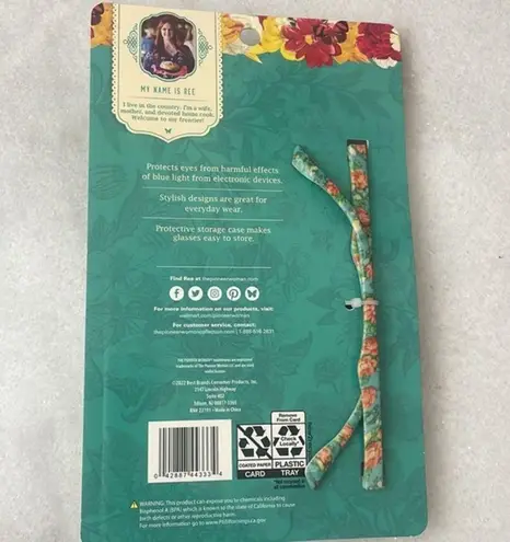 The Pioneer Woman glasses floral blue light screen protection glasses,case NWT