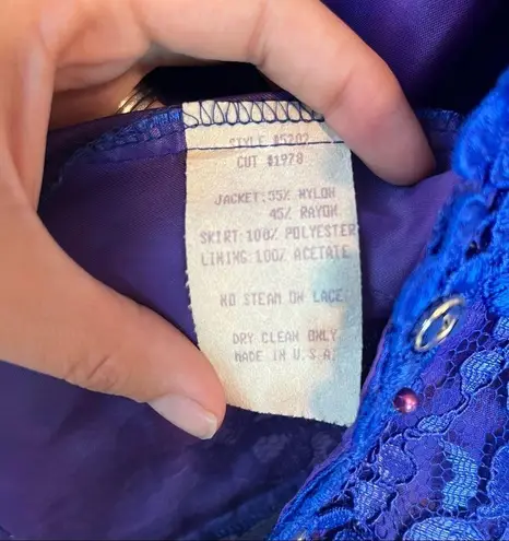 Vintage 80s Size 13/14 Cachet by Bari Protas Lace Embellished Victorian Jacket Purple