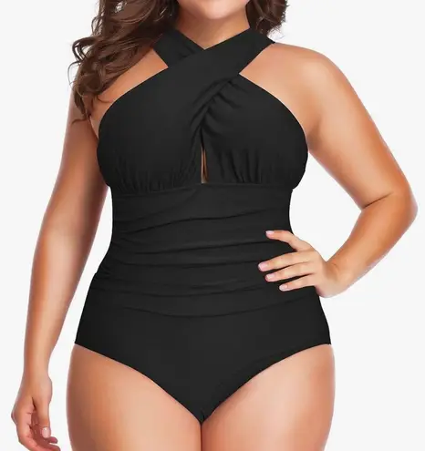 You Dian Women's Swimsuits One Piece Tummy Control Front Cross Backless Swimsuit