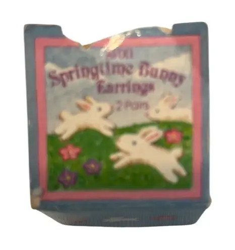 Vintage Avon Springtime Bunny Earrings never worn in original box box damaged Pink