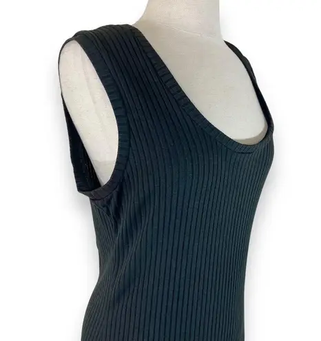 Necessary Objects Black ribbed knit maxi dress, women's large stretchy sleeveless scoop neck maxi