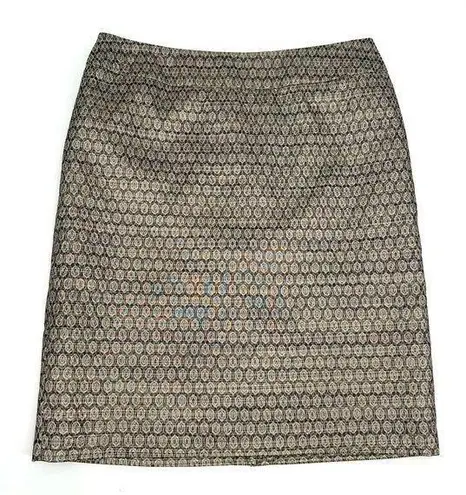 Charter Club Pencil Skirt 14 Women Shiny Gold Knee Length Metallic Lined