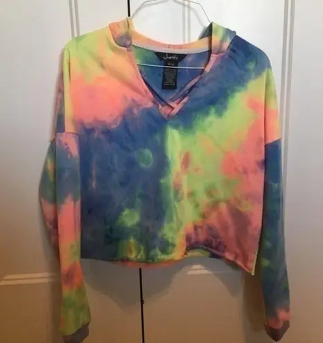 Justify Women’s size medium cropped tie dyed hoodie sweatshirt