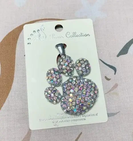 Large Rhinestone Bear Paw Pendant