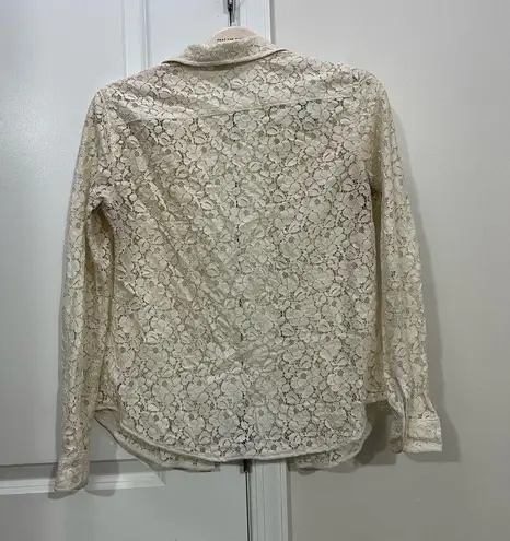 TALULAH Cream Sheer Floral Lace Blouse Size Medium