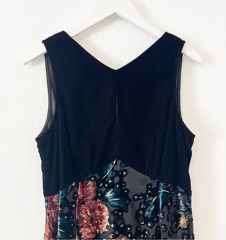 Monsoon Peony devore hanky hem dress black Velvet Size US 10