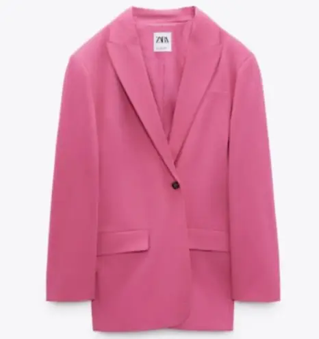 ZARA  Oversized Pink Tapered Waist Blazer Bloggers Favorite Size X-Small 4432/700