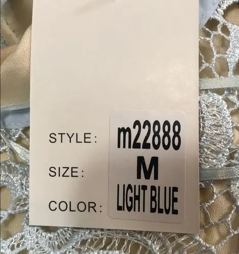 Maniju lace formal gown light blue with nude lining size M NWOT
