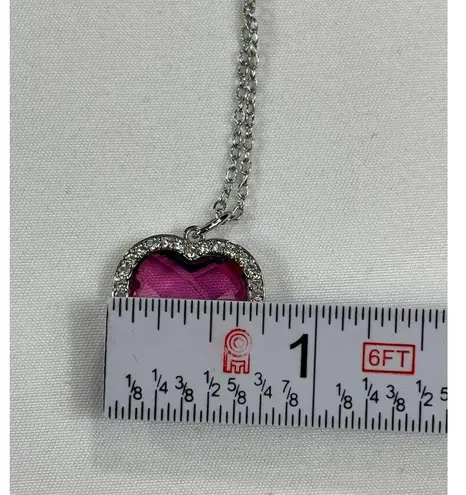 SU CH SKU 7850 Heart Shaped Purple and Pink Crystal Pendant Necklace