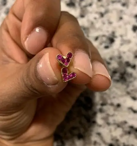 Pink Dainty Heart Earrings Dipped In Gold!