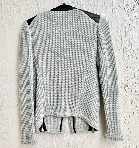 IRO Long Sleeve Ceylona Knit Leather Trim Zip Up Jacket Gray Women's FR 38 /US 6