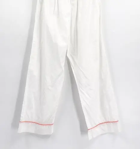 Vintage Cotton High Waisted White Wide Leg Cropped Capri Summer Pants