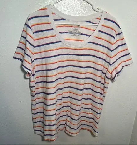 Time And Tru  Short Sleeve Striped T-Shirt White