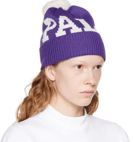 Palm Angels Purple & White Pom-Pon Beanie Hat - Italy - NWT