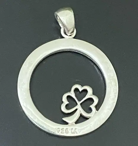 925 LA Sterling Silver Openwork Four Leaf Clover God Inspirational Pendant 5g