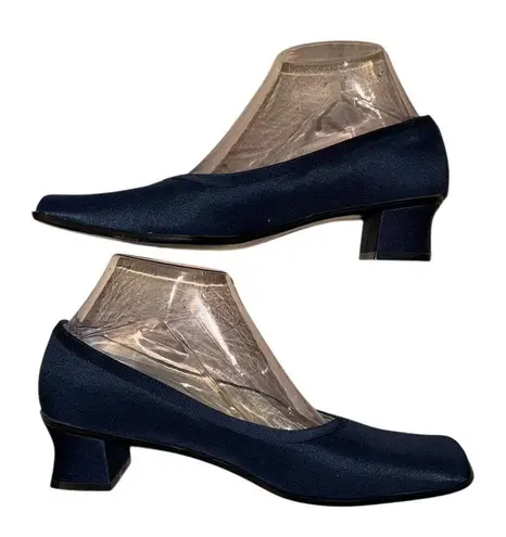 Nina Women's Blue Satin Block Heels Size 8M Formal Y2K 90s