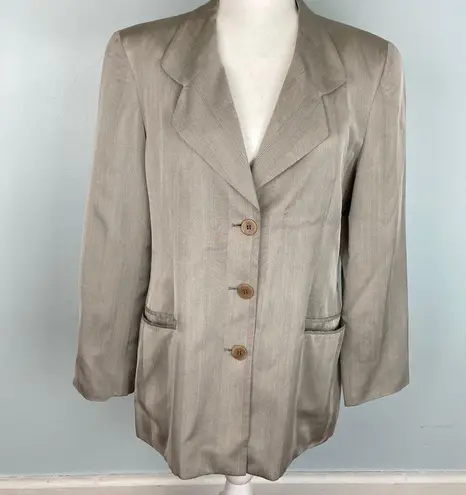 Giorgio Armani Blazer Jacket Triple Breasted Long Line Gruppo GFT Silk Size 10