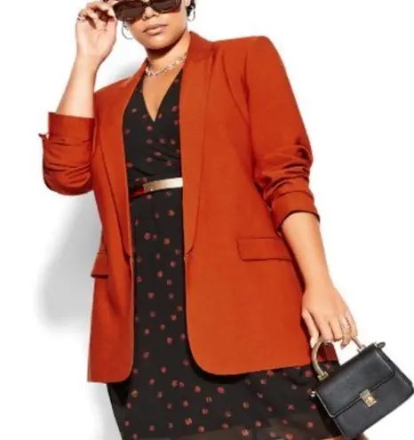 City Chic Blazer Essence Longline Jacket Rust Orange-Red Sz 24/XXL NWT Oversized