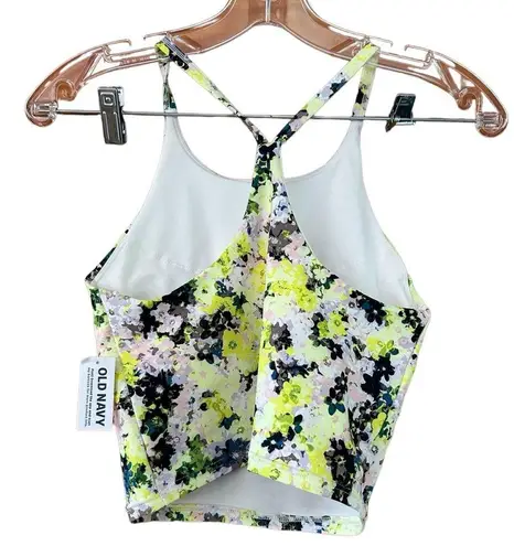 Old Navy  Light Support PowerSoft Longline Sports Bra Yellow Floral Women’s XS